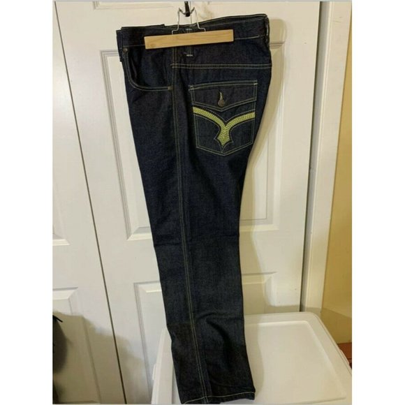 Jinzu Denim Mens Size 38 X 32 Sword Pockets Embroidered Baggy Loose Hip Hop Blue - Picture 7 of 7